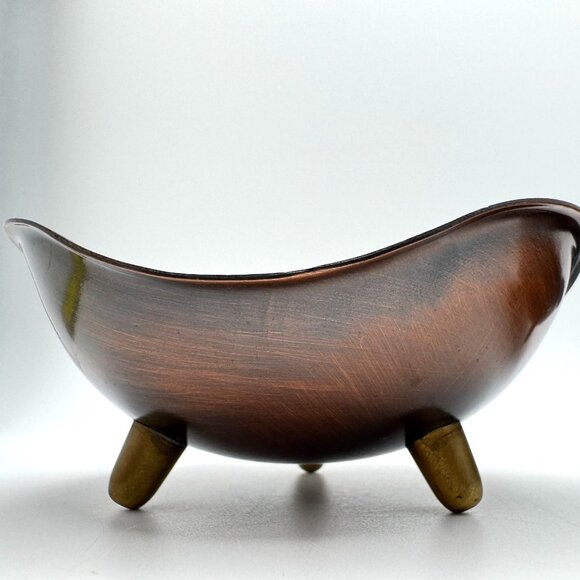 Coppercraft Guild Set of 2 Bowl Trinket Dish on 3 Feet Made in USA Vintage - Picture 6 of 9